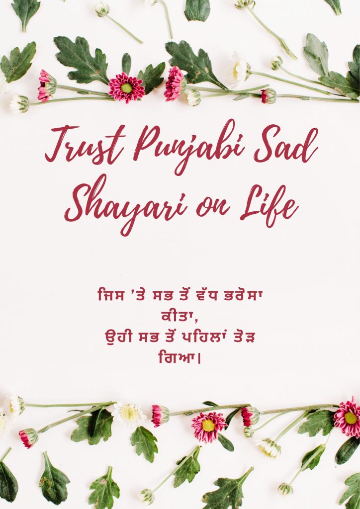 Trust Punjabi Sad Shayari on Life