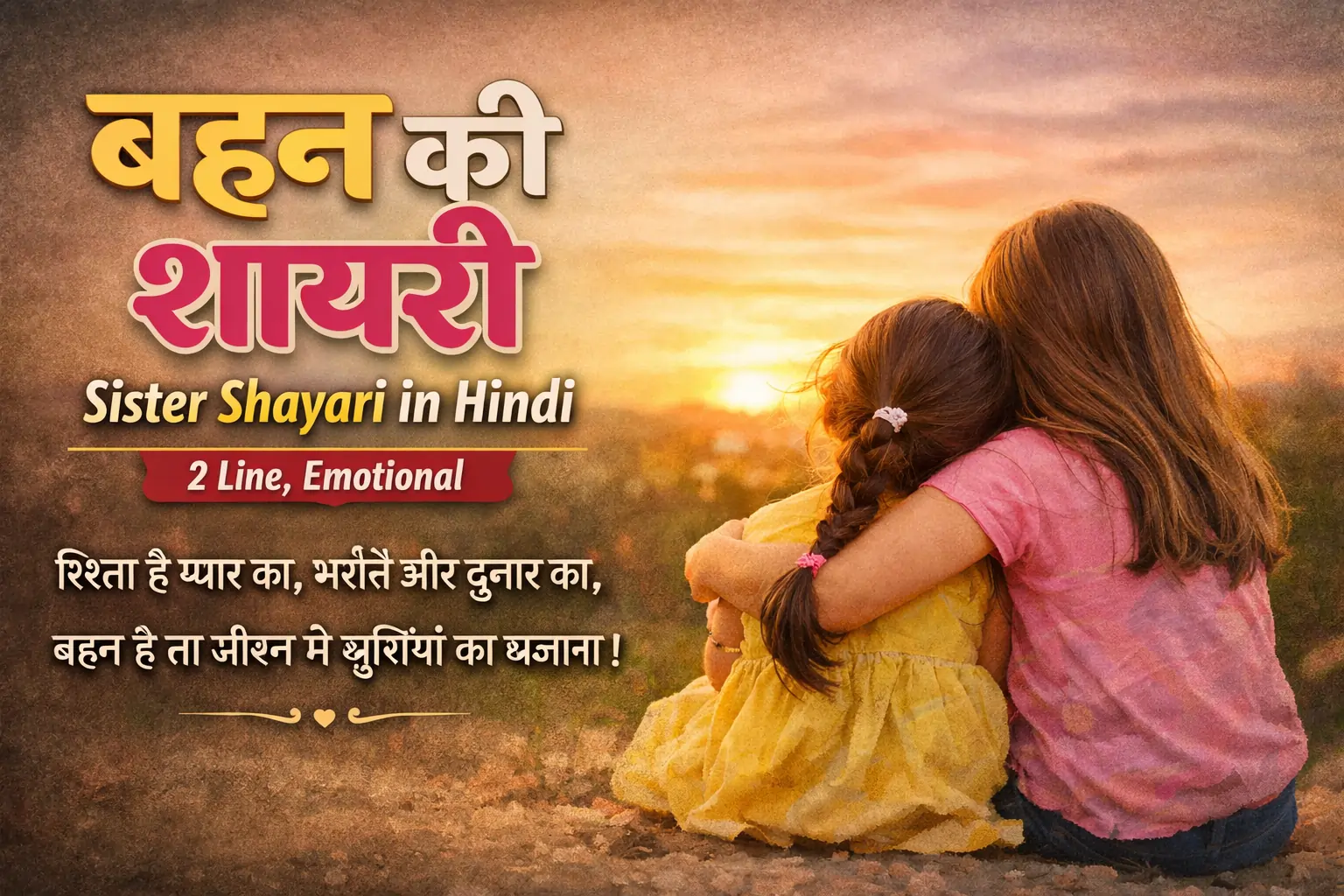 बहन की शायरी Sister Shayari in Hindi – 2 Line, Emotional