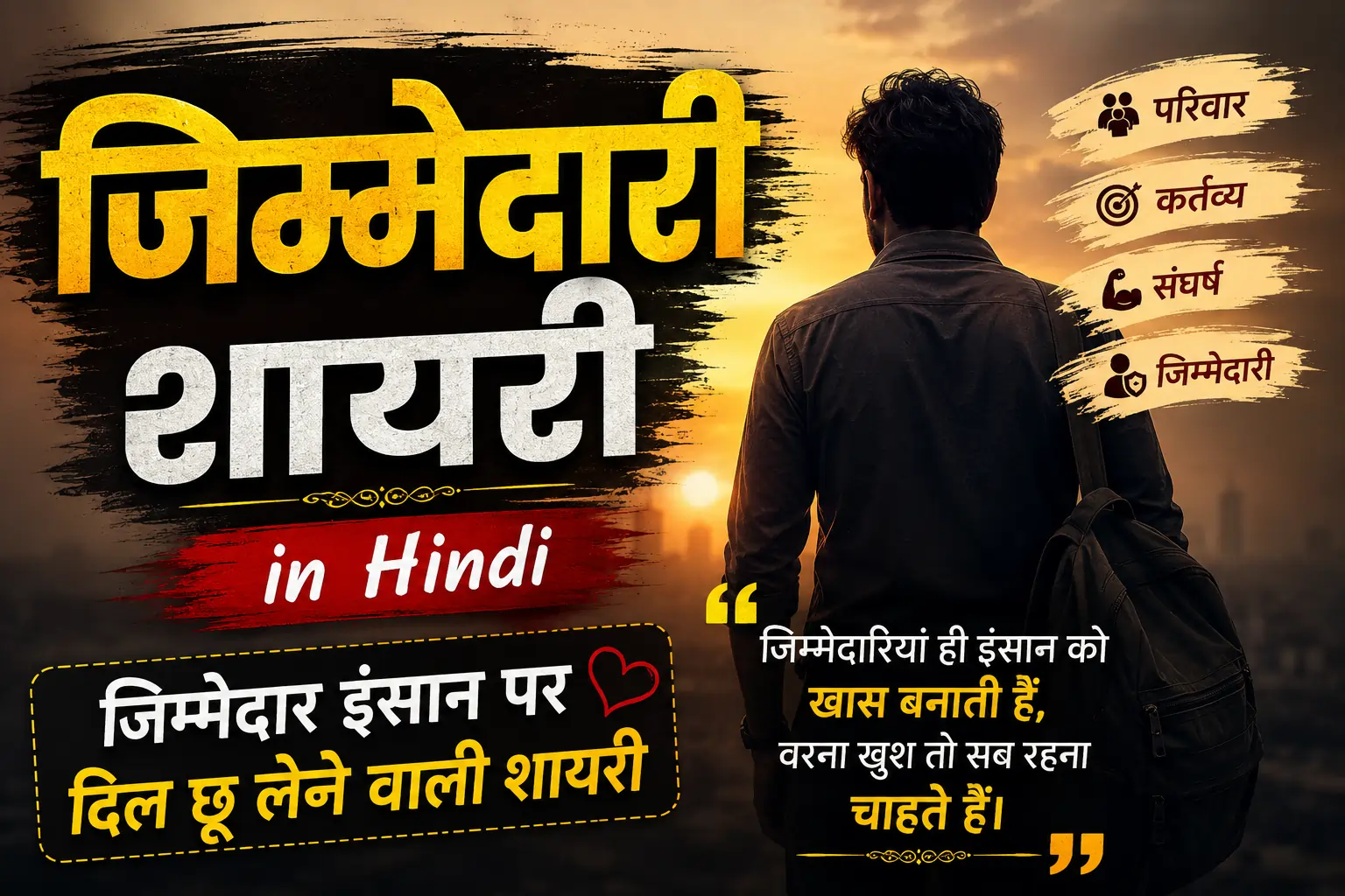 Jimmedari Shayari in Hindi | जिम्मेदार इंसान पर दिल छू लेने वाली शायरी